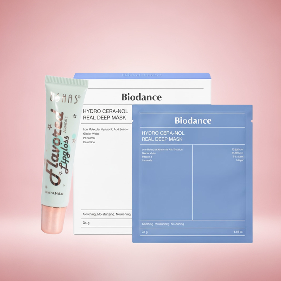 USHAS Flavored Lip Gloss with Biodence Face Mask
