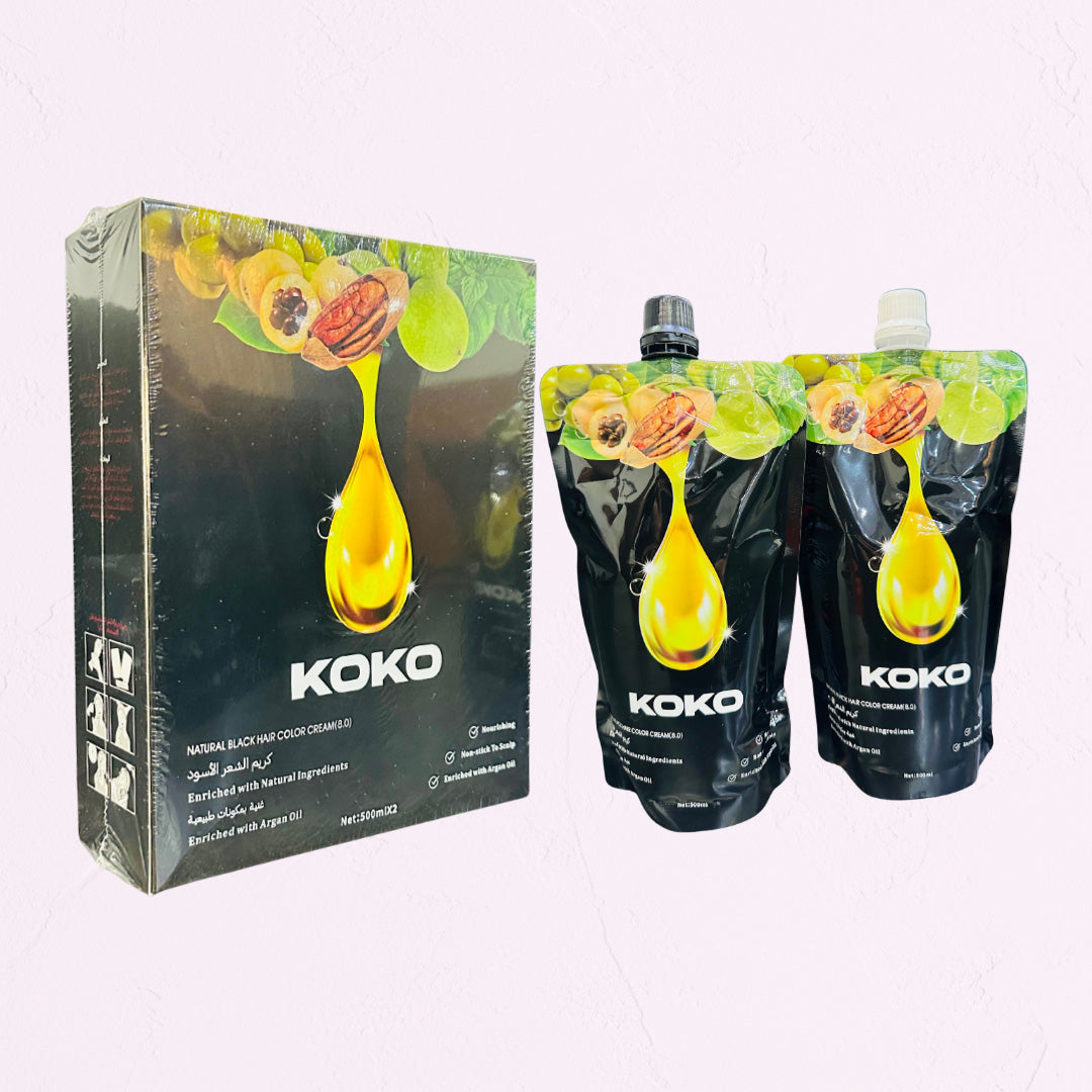KOKO Natural Black Hair Color Cream with Argan Oil (1000ml)