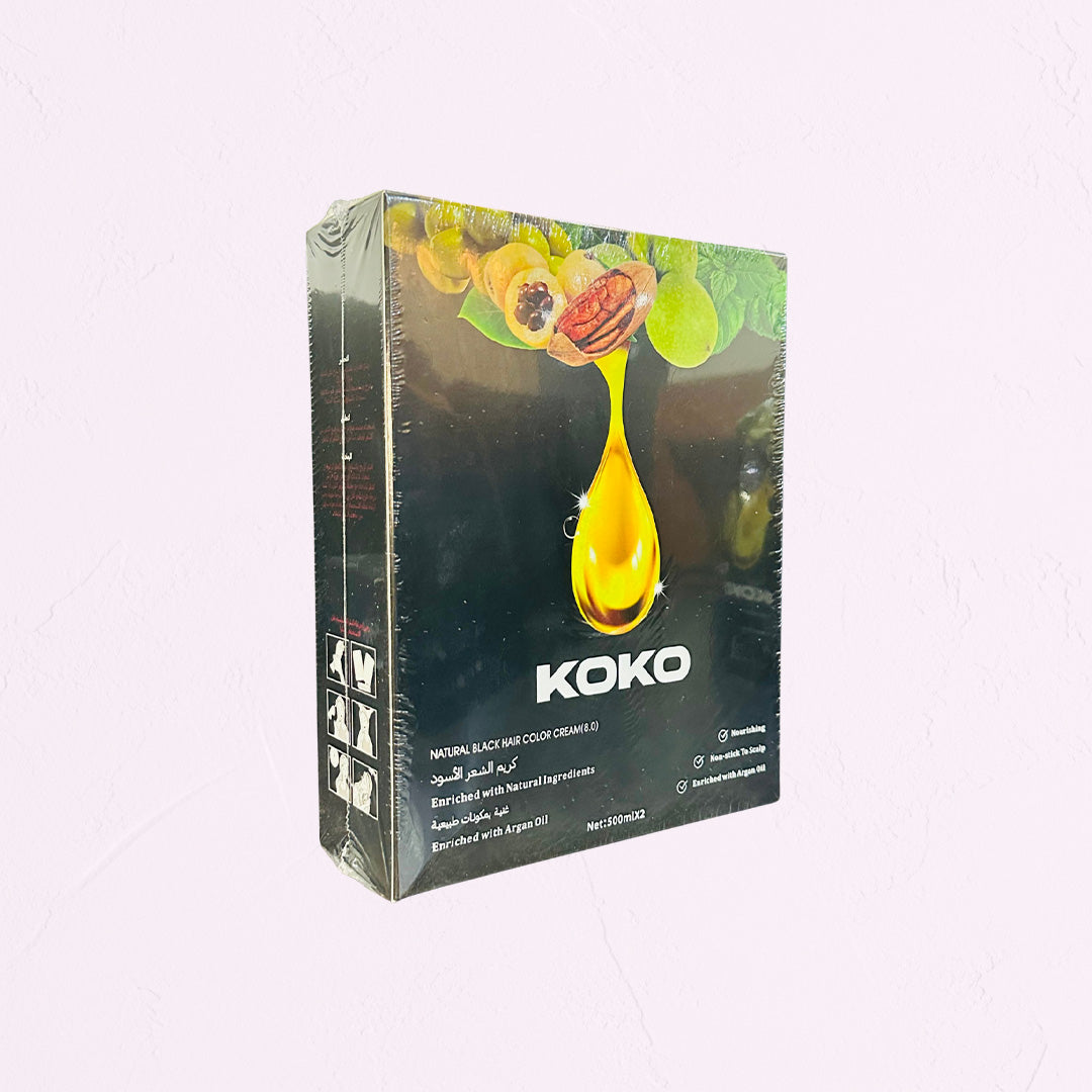 KOKO Natural Black Hair Color Cream with Argan Oil (1000ml)
